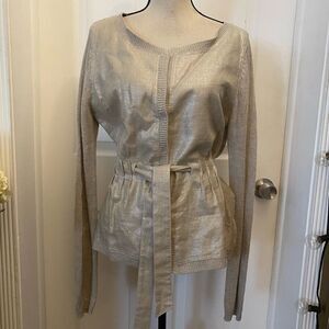 Alfredo Dominguez linen/ wool belted cardigan, L